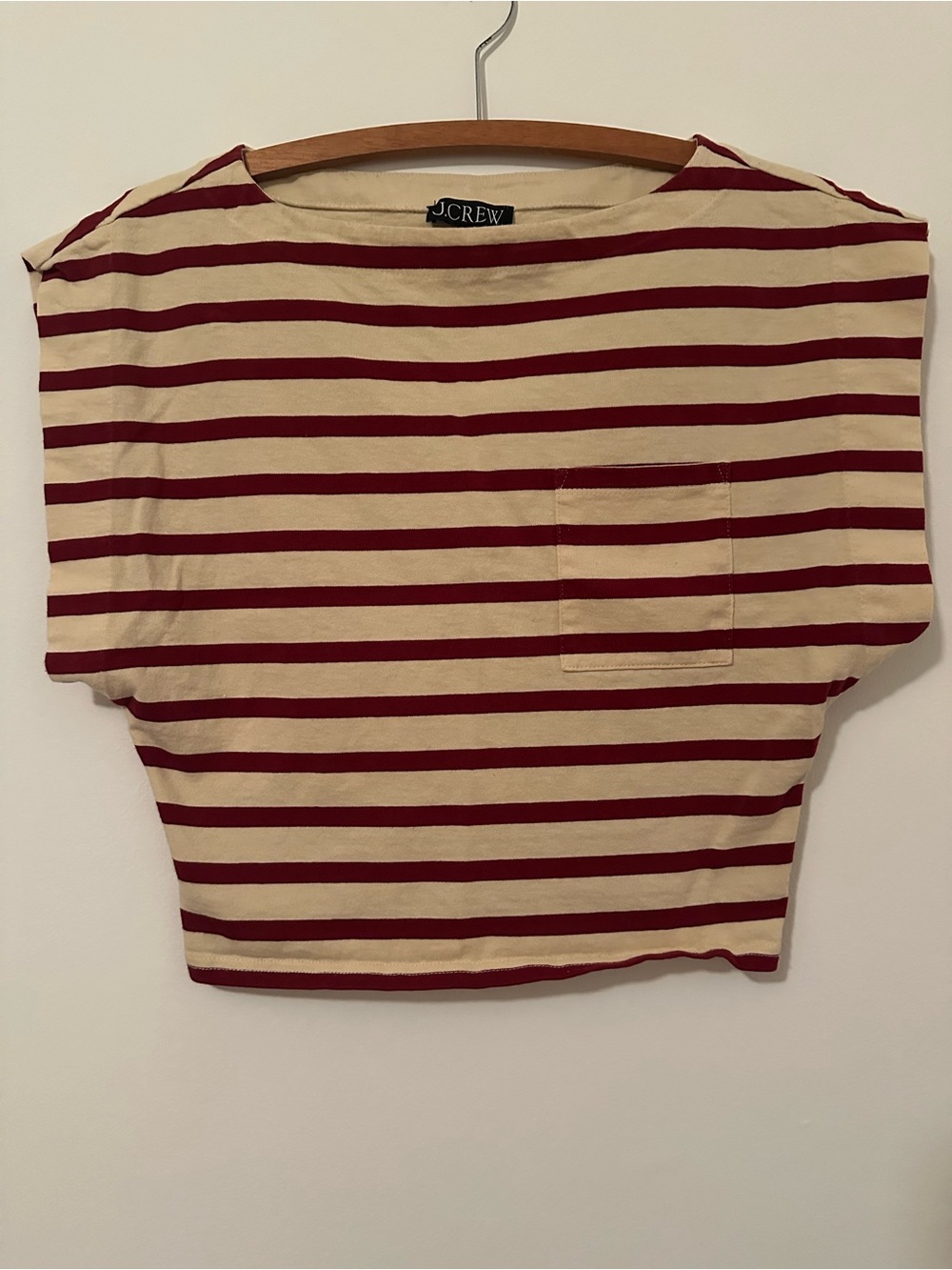 J.Crew Women’s - Cream & Burgundy Striped Sweater - XS
